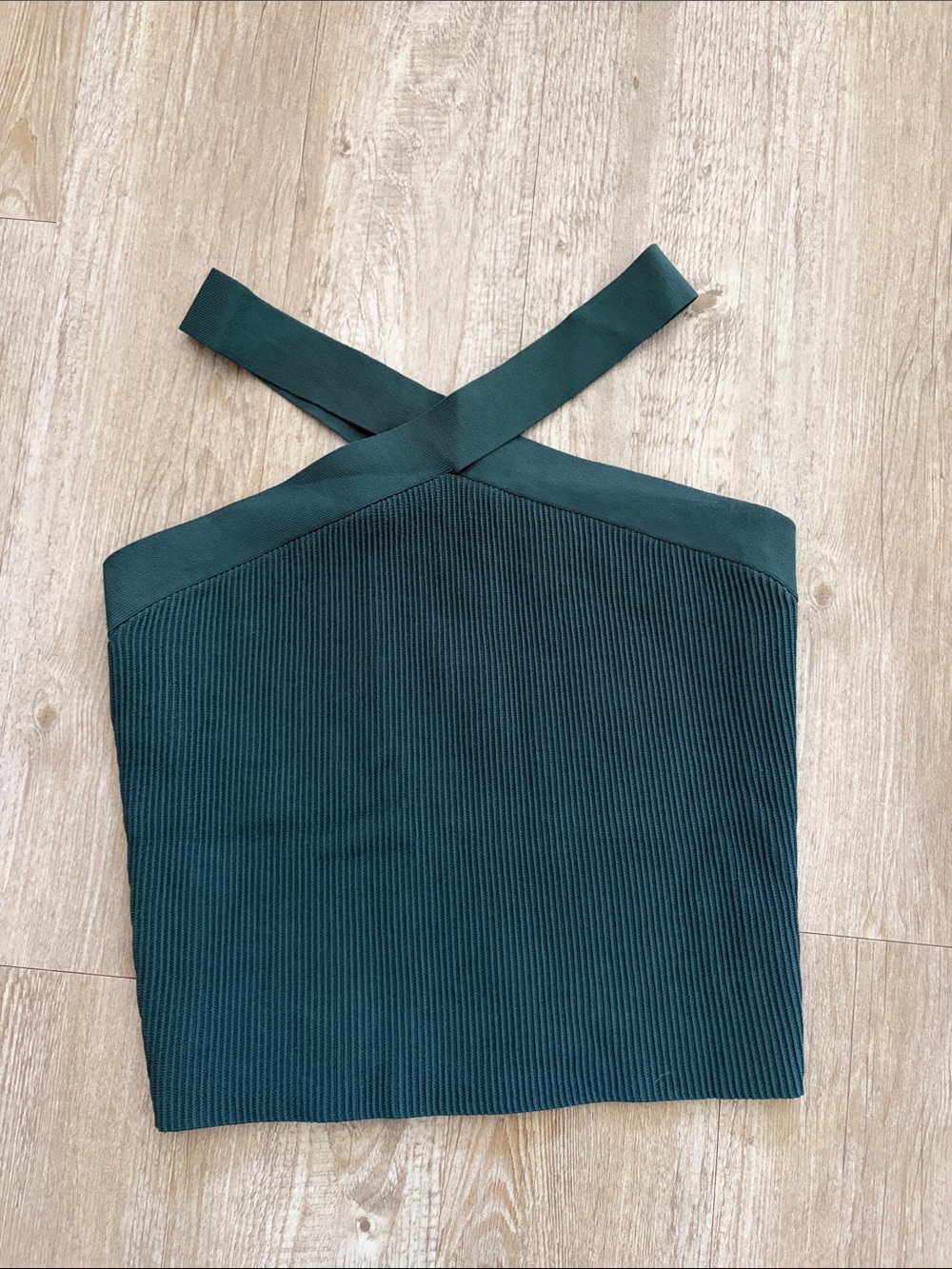 Babaton Ribbed Cross-Strap Tank Top - Deep Teal